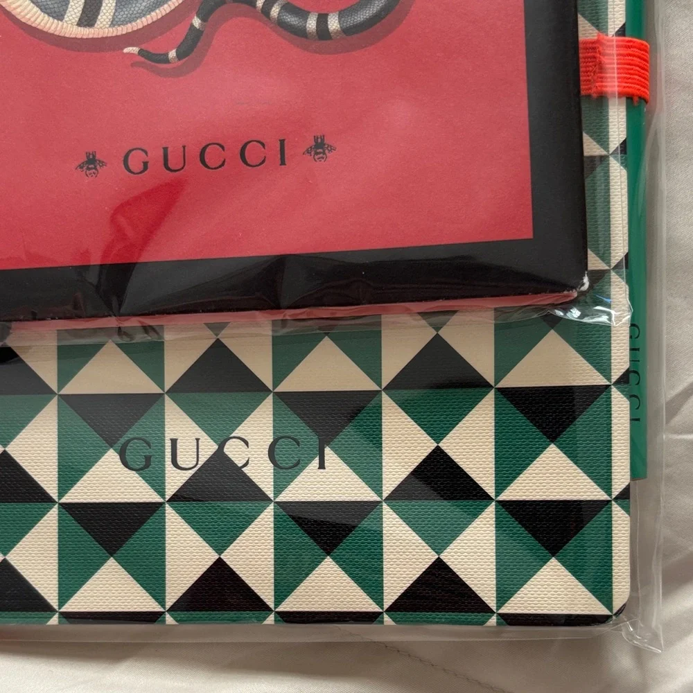Gucci Red Snake Notebook & Green Geometric Notebook Set Limited Edition